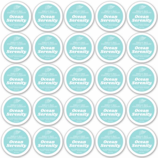 ミニマルろうそく海アクアブルーラベルシート25 シール (正面)