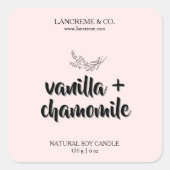 ミニマルろうそく石けん製品ラベル スクエアシール (正面)