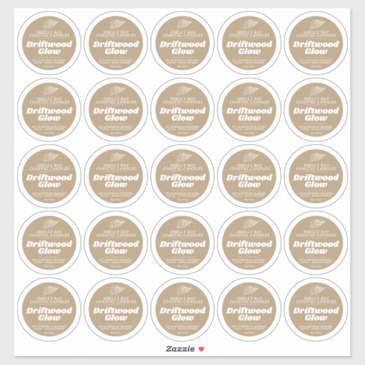 ミニマルろうそく茶色の流木ラベルシート25 シール (シート)