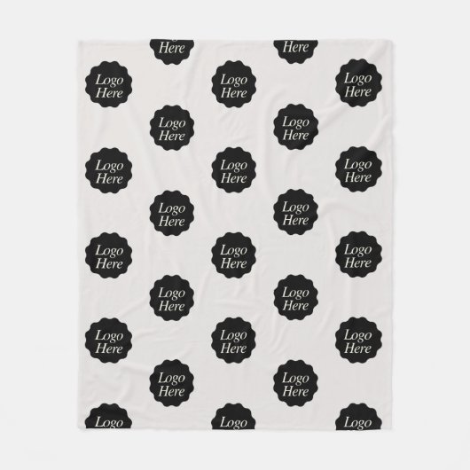 ミニマルアイボリーカラーカスタム会社ロゴ フリースブランケット (正面)