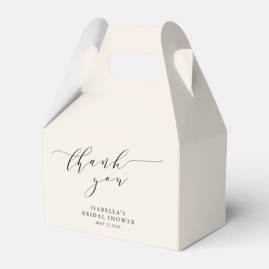 ミニマルアイボリークリームブライダルシャワーありがとう フェイバーボックス (正面サイド)