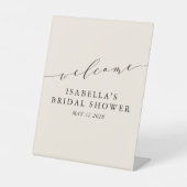 ミニマルアイボリークリームブライダルシャワーへようこそ 台座サイン (正面)