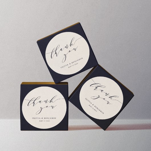 ミニマルアイボリークリーム結婚のカップルありがとう ラウンドシール