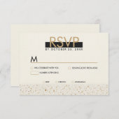 ミニマルアイボリーテラゾウェディングRSVPカード 出欠カード (正面/裏面)