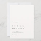 ミニマルアイボリーフォトウェディング日付を保存 招待状 (正面)