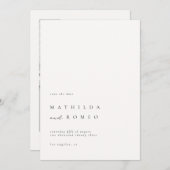 ミニマルアイボリーフォトウェディング日付を保存 招待状 (正面/裏面)