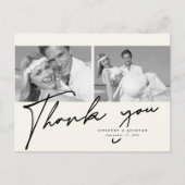 ミニマルアイボリーフレーム2結婚写真ありがとう ポストカード (正面)