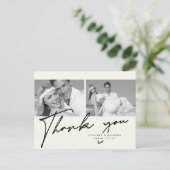 ミニマルアイボリーフレーム2結婚写真ありがとう ポストカード (スタンド正面)