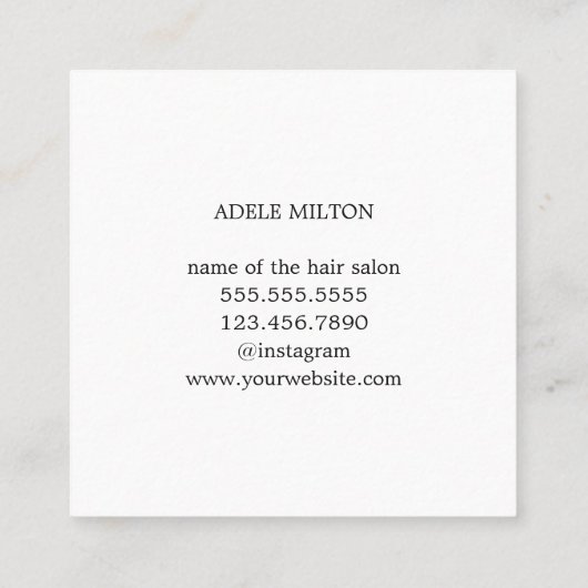 ミニマルアイボリーブエレガントラックゴールデン美容師 スクエア名刺 (裏面)