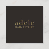 ミニマルアイボリーブエレガントラックゴールデン美容師 スクエア名刺 (正面)