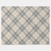 ミニマルアイボリーブラウンシック幾何学デザイン フリースブランケット (正面(横))