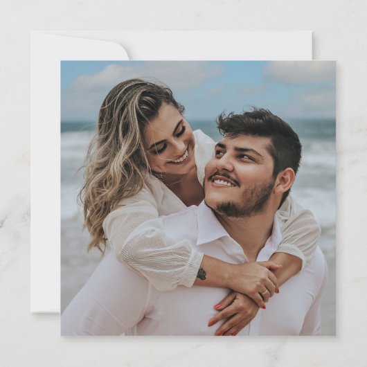 ミニマルアイボリーブリス結婚の写真 サンキューカード (裏面)