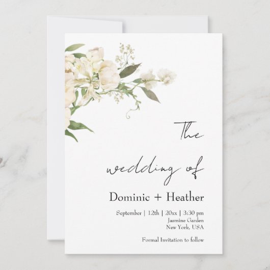 ミニマルアイボリーブリス結婚ズ 招待状 (正面)