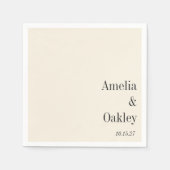 ミニマルアイボリーベージュ色ブラックエレガントウェディングカスタム スタンダードカクテルナプキン (正面)