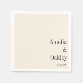 ミニマルアイボリーベージュ色ブラックエレガントウェディングカスタム スタンダードカクテルナプキン