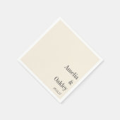 ミニマルアイボリーベージュ色ブラックエレガントウェディングカスタム スタンダードカクテルナプキン (角)