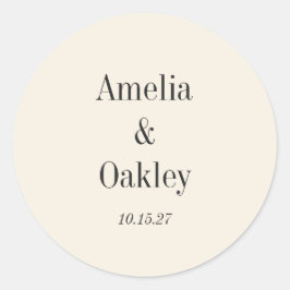 ミニマルアイボリーベージュ色ブラックエレガントウェディングカスタム ラウンドシール
