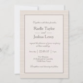 ミニマルアイボリーホワイトラテグストライプレイ結婚ズ 招待状 (正面)