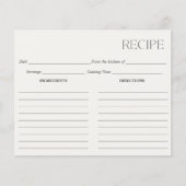 ミニマルアイボリーレシピカード (正面)