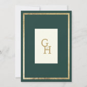 ミニマルアイボリー金ゴールドフォレスト緑の日付を保存 招待状 (裏面)