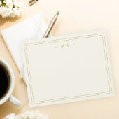 ミニマルアイボリー金ゴールド縁ど2モノグラム ノートカード