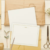 ミニマルアイボリー金ゴールド縁ど2モノグラム ノートカード