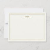 ミニマルアイボリー金ゴールド縁ど2モノグラム ノートカード (正面)