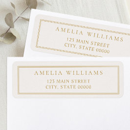 ミニマルアイボリー金ゴールド縁ど2差出人住所 ラベル