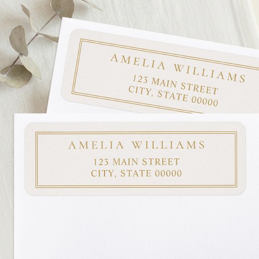 ミニマルアイボリー金ゴールド縁ど2差出人住所 ラベル