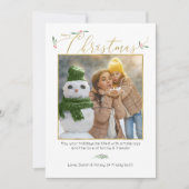 ミニマルアイボリー+金ゴールドお洒落ファミリー写真 シーズンカード (正面)