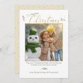 ミニマルアイボリー+金ゴールドお洒落ファミリー写真 シーズンカード (正面/裏面)