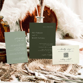 ミニマルアイボリーRSVPとQRコードカード ノートカード