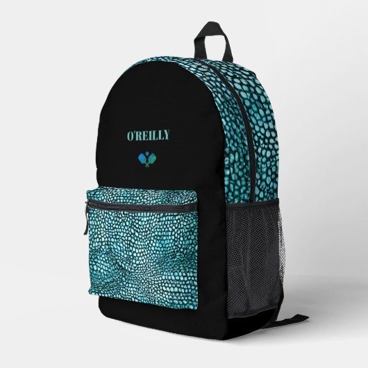 ミニマルアニマルプリントモダンモノグラムピックボール プリントバックパック (裏面右端)