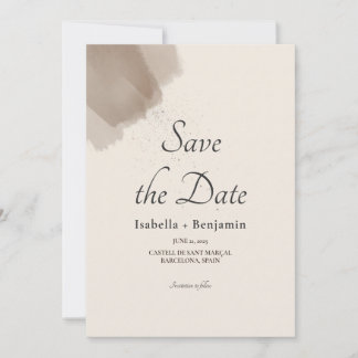 ミニマルアブストラクト ブラシ＆インク セーブ・ザ・デート カード