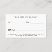 ミニマルアポイントメントリマインダーのビジネスロゴ 予約カード (裏面)
