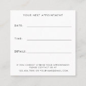 ミニマルアポイントメントリマインダーのビジネスロゴ 予約カード (裏面)