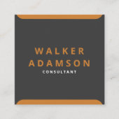 ミニマルアンティークブロンズ&マットブラック スクエア名刺 (正面)