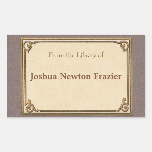 ミニマルアンティーク蔵書票 長方形シール (正面)