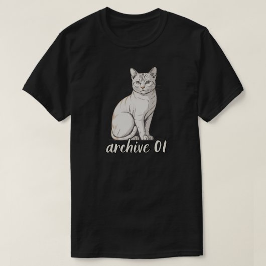ミニマルアーカイブ01 猫のアーティスティックイラスト Tシャツ (デザイン正面)