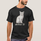 ミニマルアーカイブ01 猫のアーティスティックイラスト Tシャツ (正面)