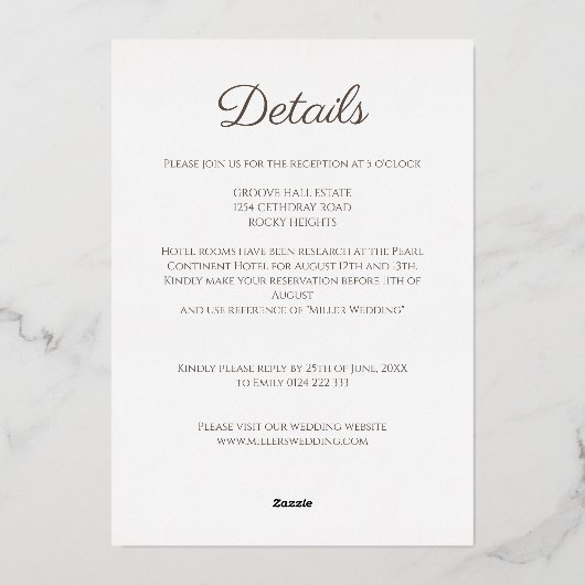 ミニマルアーチピーチはっきりしたフズ結婚ス 箔招待状 (裏面)