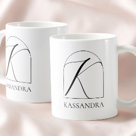 ミニマルアーチ ブラックスクリプトイニシャルKネームモノグラム コーヒーマグカップ