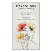 ミニマルアートライン顔花美しいロゴ マグネット名刺 (正面縦)