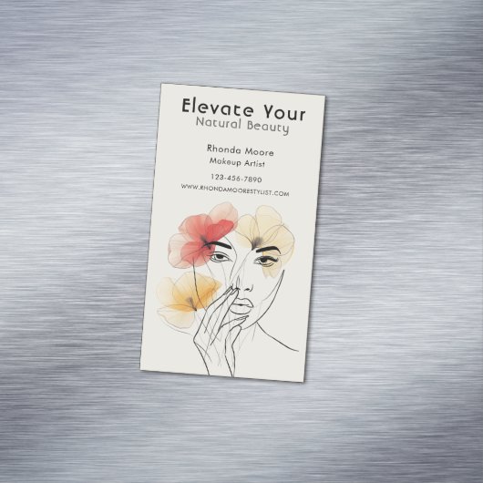 ミニマルアートライン顔花美しいロゴ マグネット名刺 (インサイチュ)