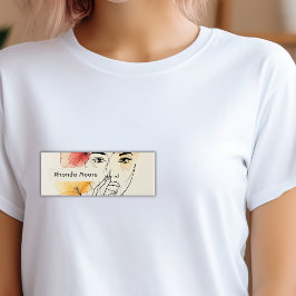 ミニマルアートライン顔花美しいロゴ 名札