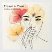 ミニマルアートライン顔花美しいロゴQR ウィンドウサイン (シート)