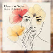 ミニマルアートライン顔花美しいロゴQR ウィンドウサイン (シート2)