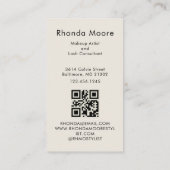 ミニマルアートライン顔花美しいロゴQR 名刺 (裏面)
