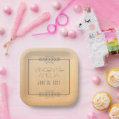 ミニマルアールデコピーチカスタムウェディング ペーパープレート (パーティー)