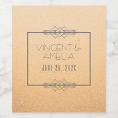 ミニマルアールデコピーチカスタムウェディング ワインラベル (シングルラベル)